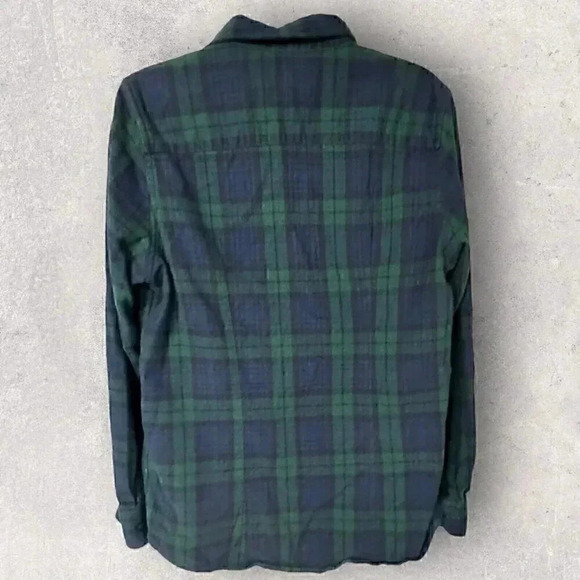 LL Bean blue Green long sleeve flannel button up shirt size M cotton - Picture 4 of 10
